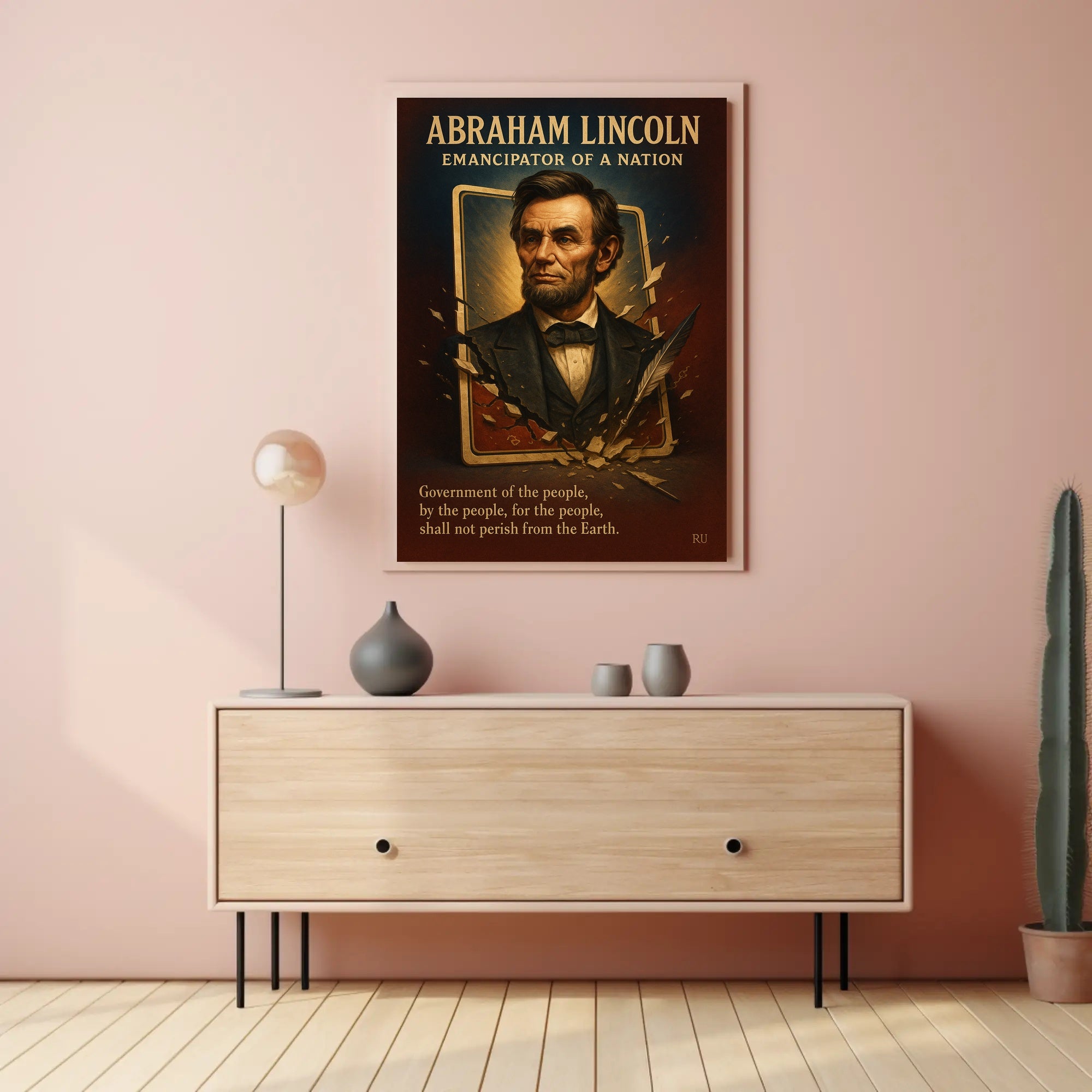 Abraham Lincoln Inspirational Vintage Art Historical or Presidential Poster