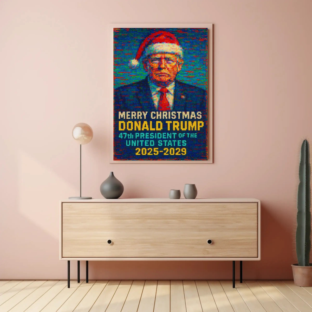 Trump in Santa Hat Merry Christmas 2025 Poster