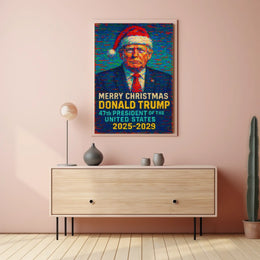 Trump in Santa Hat Merry Christmas 2025 Poster