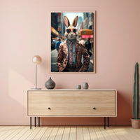 Stylish Rabbit In The City Poster