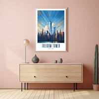 Freedom Tower NYC Skyline City Poster Modern Wall Art