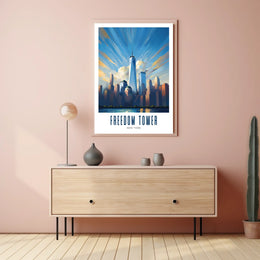 Freedom Tower NYC Skyline City Poster Modern Wall Art