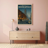 Vintage Minneapolis Winter Scene with Foshay Tower Urban or Cityscape Poster