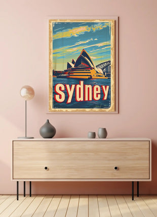 Sydney Skyline Vintage Travel Art: Urban Cityscape Poster