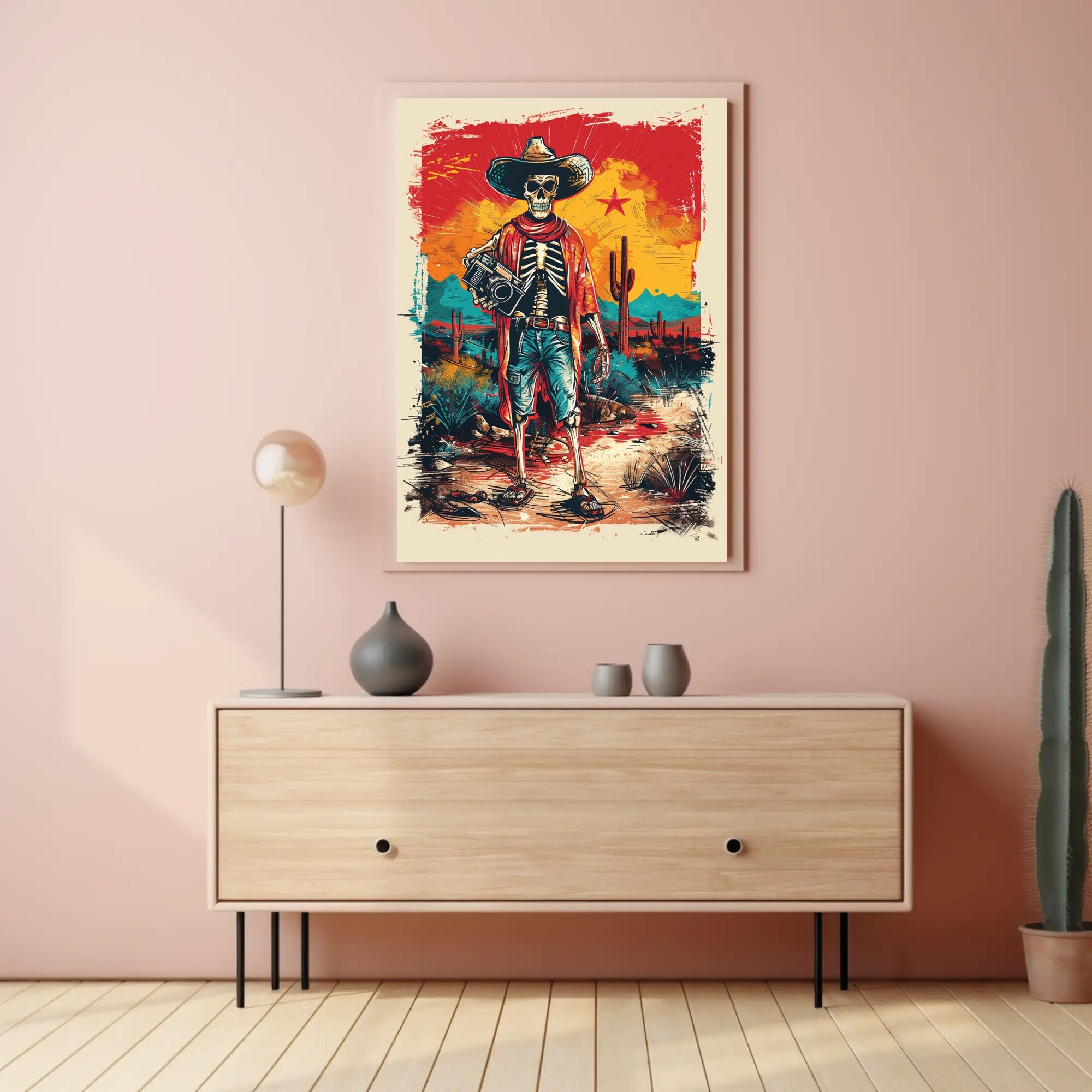 Desert Wanderer Skeleton Poster PosterGoat