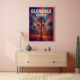 Glendale Arizona Palm Vibrant Digital Painting Poster