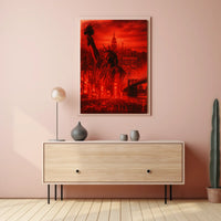 New York City Poster Abstract Dystopian Skyline Wall Art