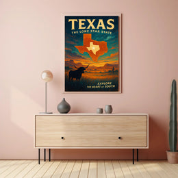 Texas Vintage Travel Poster Wall Art Print