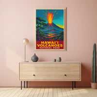 Hawaii Volcanoes Travel Art Deco Poster