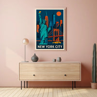 New York City Iconic Landmarks Poster Geometric Wall Art