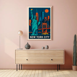 New York City Iconic Landmarks Poster Geometric Wall Art