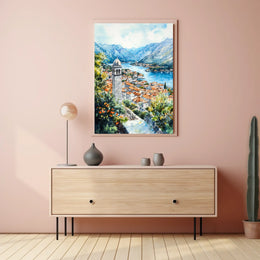 Montenegro Kotor Old Town and Bay View Poster