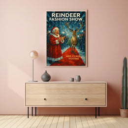 Reindeer Fashion Show Wonderland Festive Animal Poster