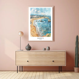 Biarritz Beach Serenity: Vintage Travel Poster PosterGoat