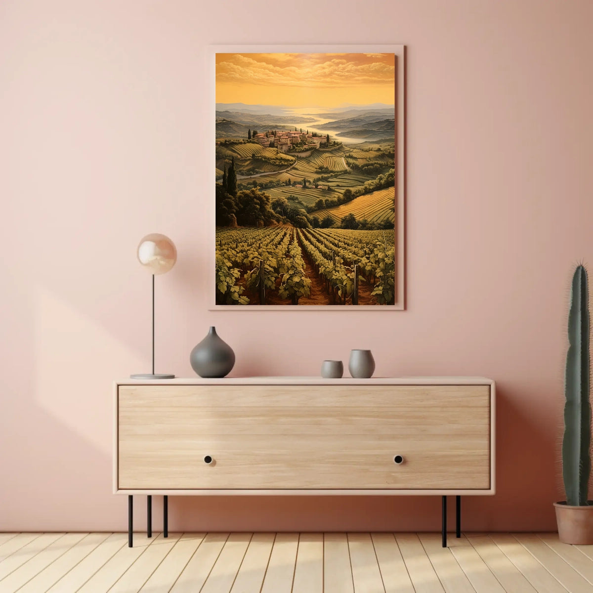 Tuscany Sunset Landscape Photorealistic Travel Poster