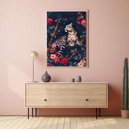 Majestic Leopard in Bloom Wall Art Print