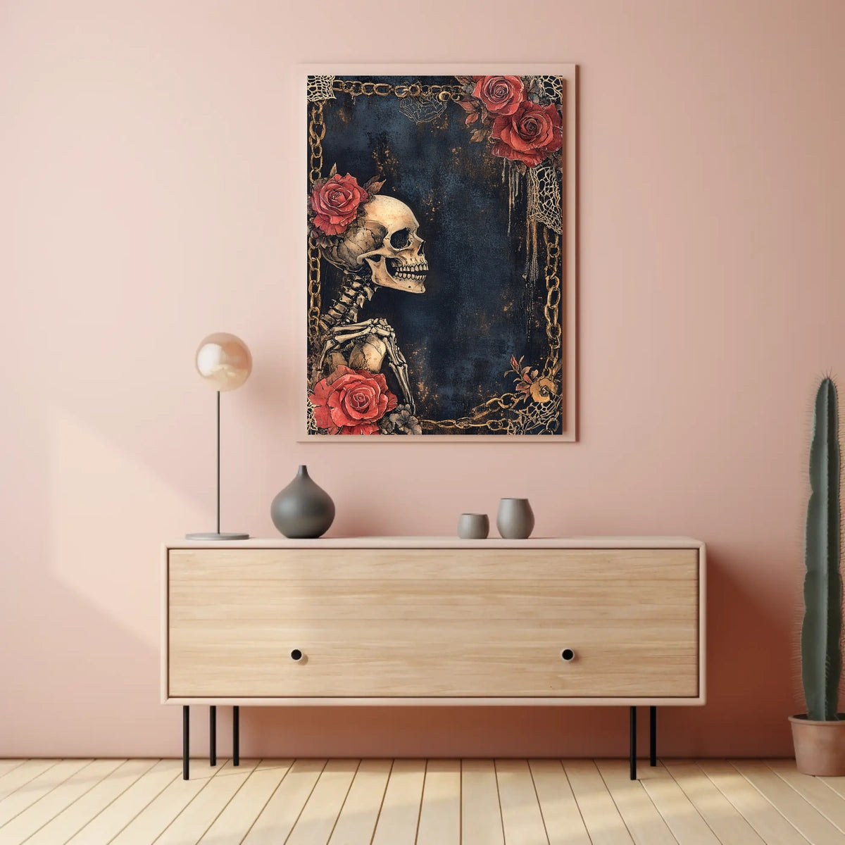 Gothic Skeleton Roses Artistic Poster