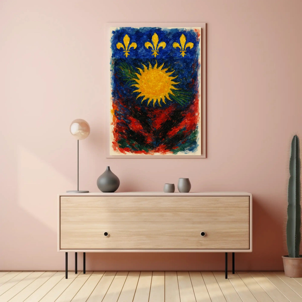 Vibrant Heraldic Sun Poster