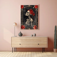 Gothic Floral Skeleton Art Print Pop Culture Poster
