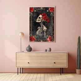 Gothic Floral Skeleton Art Print Pop Culture Poster