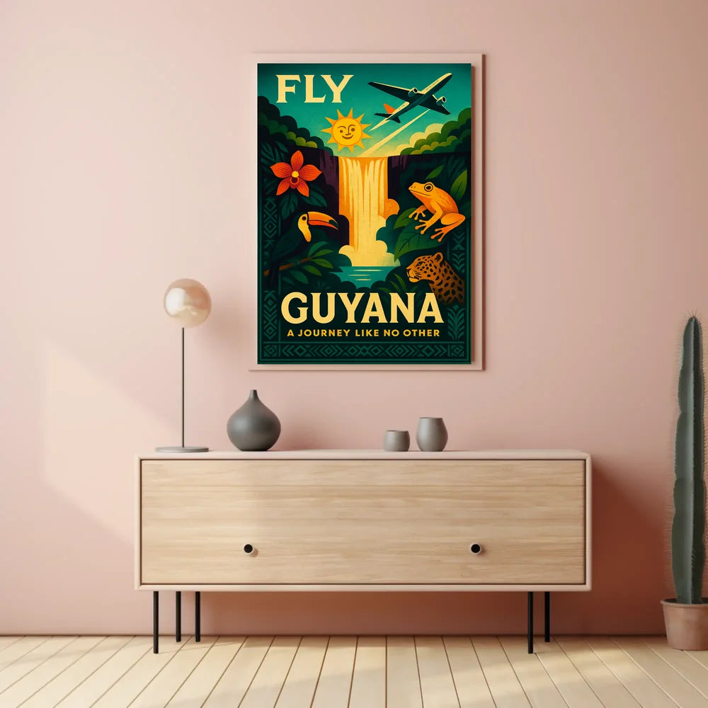 Vibrant Guyana Vintage Travel Adventure Poster PosterGoat