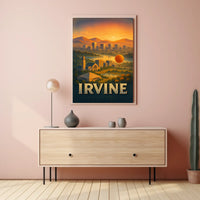 Irvine Scenic View Hot Air Balloon City Skyline Mountains Poster