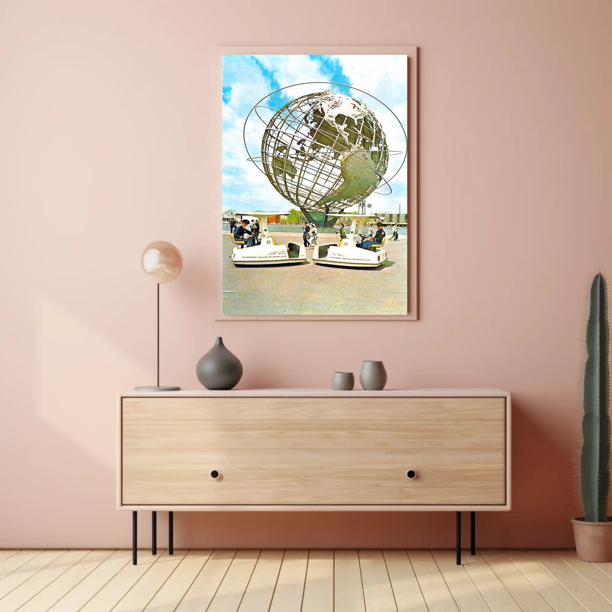 World's Fair Vintage Travel Poster Futuristic Globe Fans