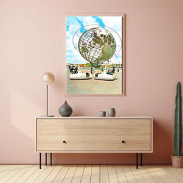 World's Fair Vintage Travel Poster Futuristic Globe Fans
