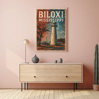 Biloxi Lighthouse Coastal Decor Photography Realism Poster
