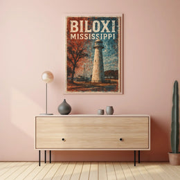 Biloxi Lighthouse Coastal Decor Photography Realism Poster