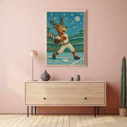 Reindeer Baseball Star Poster