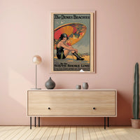 The Dunes Beaches Vintage Train Travel Poster