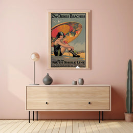 The Dunes Beaches Vintage Train Travel Poster