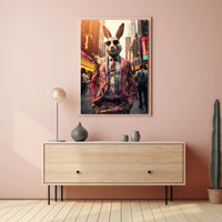 Stylish Rabbit In The City Poster