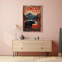 Juneau Bear Silhouette Adventure Vintage Poster