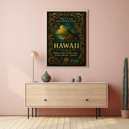 Hawaii Vintage Poster: Scenic Mountains and Ocean View