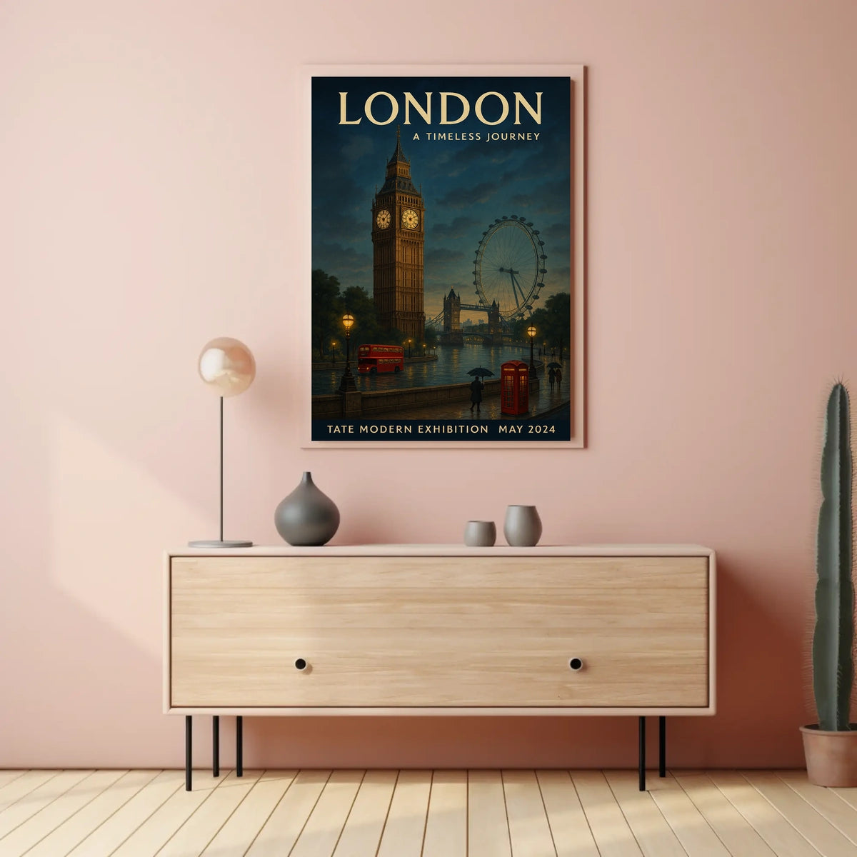 London's Iconic Landmarks Vintage Travel Poster Art