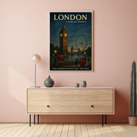 London's Iconic Landmarks Vintage Travel Poster Art