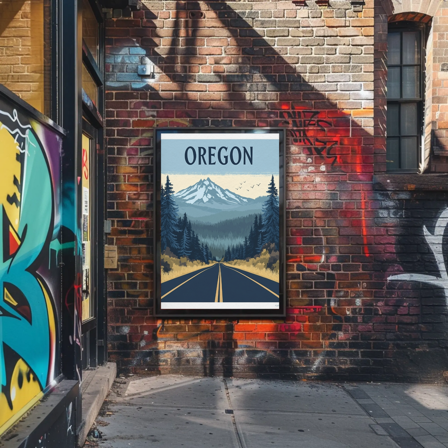 Oregon Road to the Mountains Vintage Travel Poster