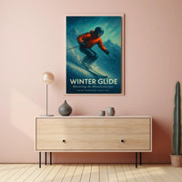 WINTER GLIDE Vintage Alpine Skiing Sports Poster PosterGoat