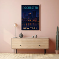 Rochester Nightscape Urban Skyline Poster Modern Wall Art