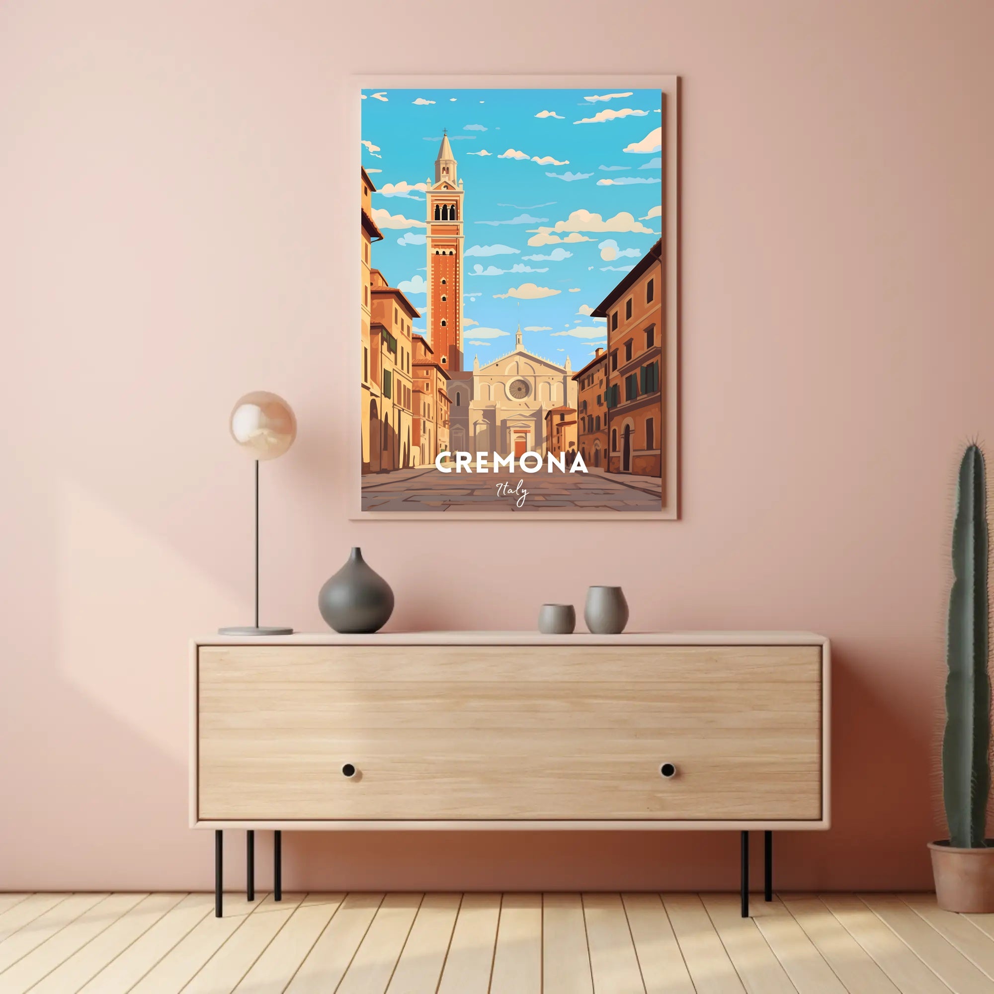 Cremona Cathedral Street Scene Poster