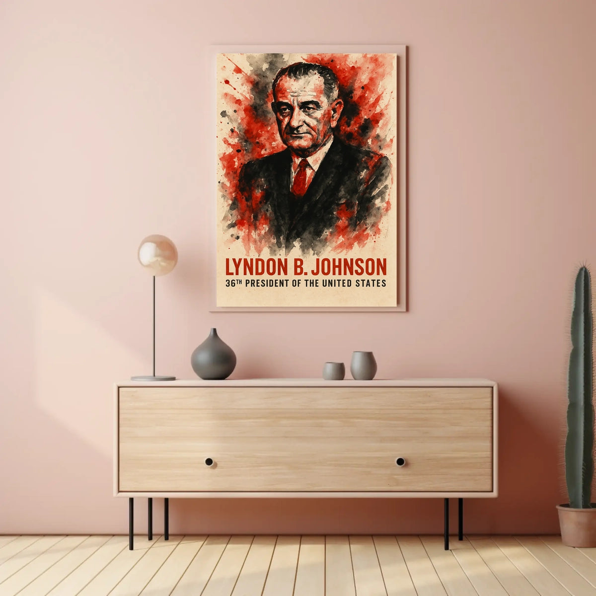Lyndon B. Johnson Watercolor Presidential Poster