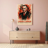 Lyndon B. Johnson Watercolor Presidential Poster