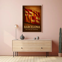 Barcelona and Catalonia Pride Flag Vintage Map Poster