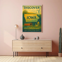 Discover Iowa: Vintage Travel Poster