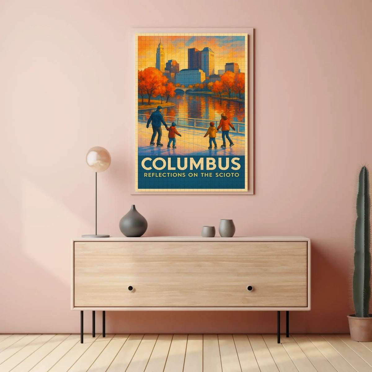 Columbus Reflections On The Scioto Poster