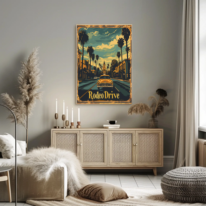 Rodeo Drive Vintage Car Beverly Hills Travel Poster
