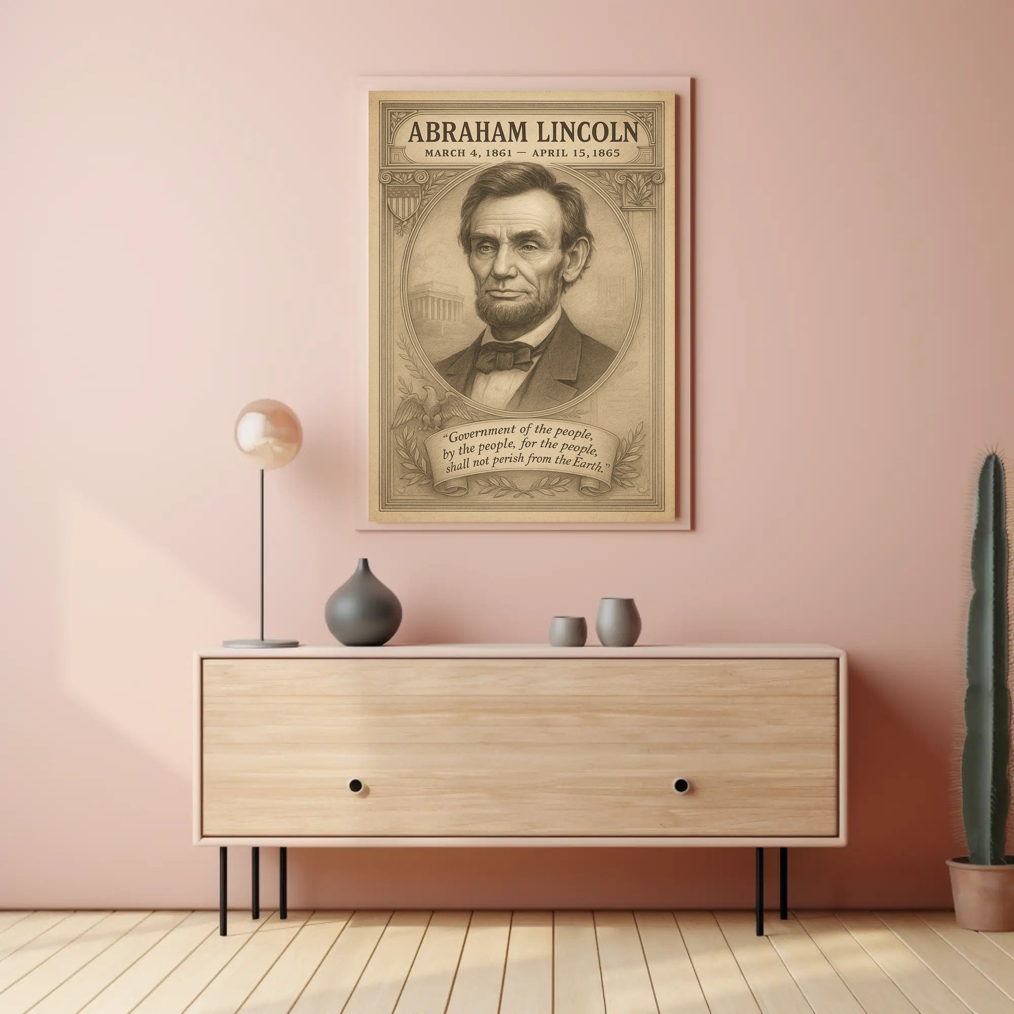Abraham Lincoln 16th President Sketch Poster Wall Art Decor PosterGoat