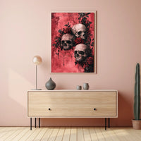 Gothic Skull and Rose Art Print - Artistic Poster